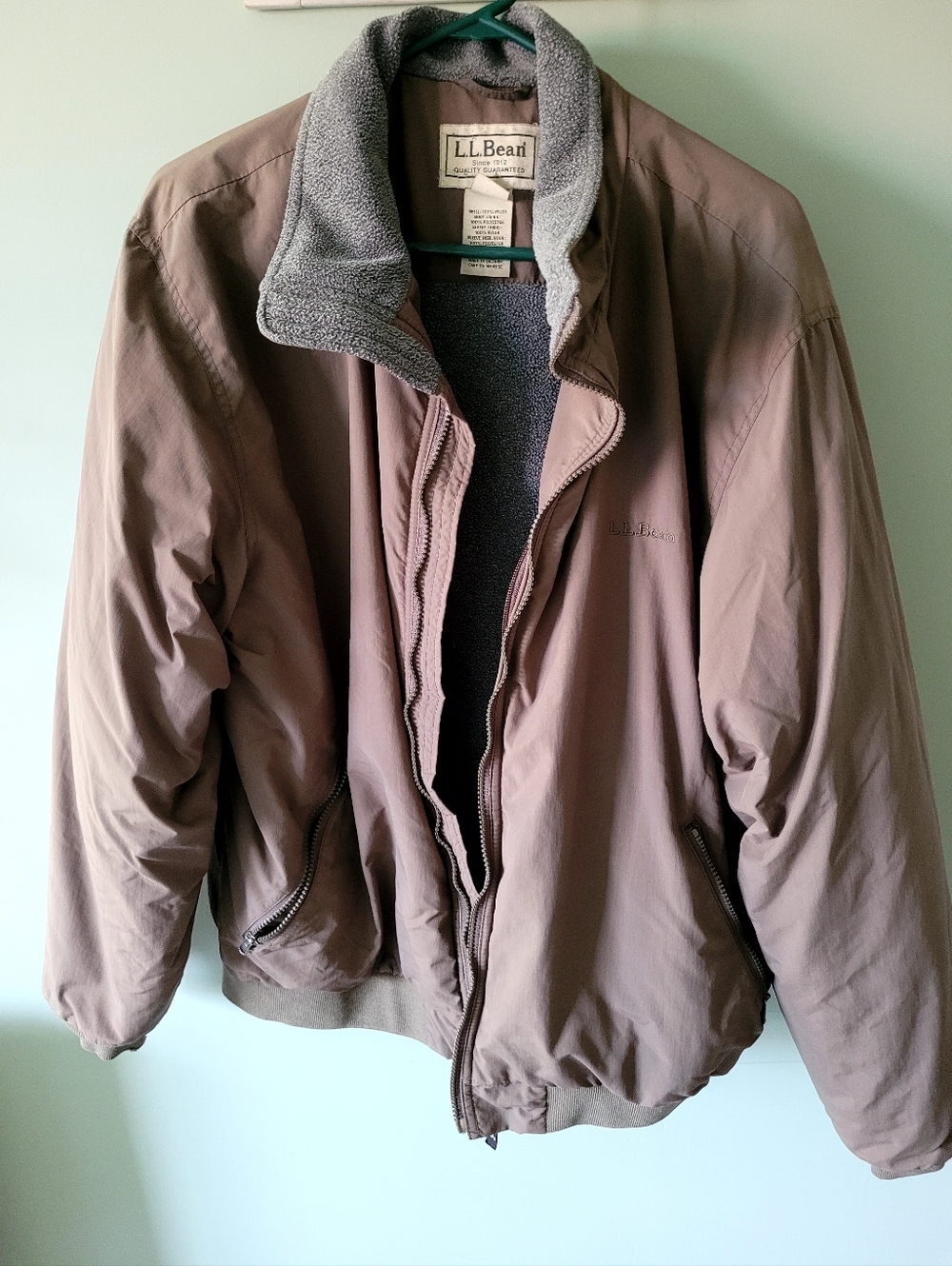 L.L. Bean Men's Taupe/Brown Winter Jacket with Fleece Lining